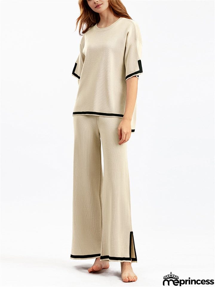 Women's Comfortable Temperament Knitted 2-piece Loungewear Sets