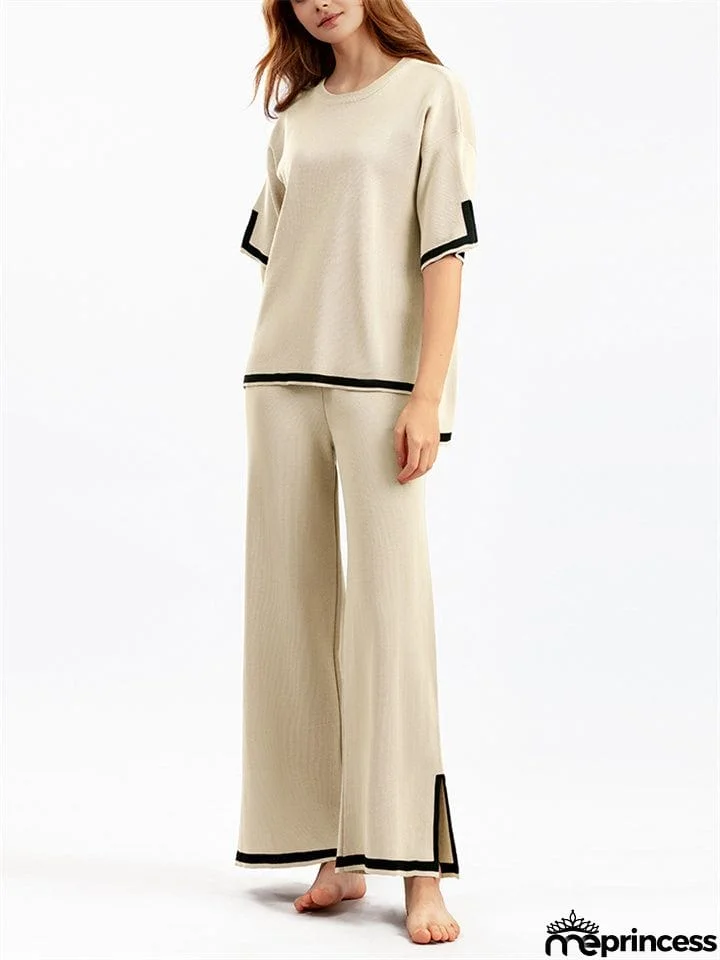 Women's Comfortable Temperament Knitted 2-piece Loungewear Sets