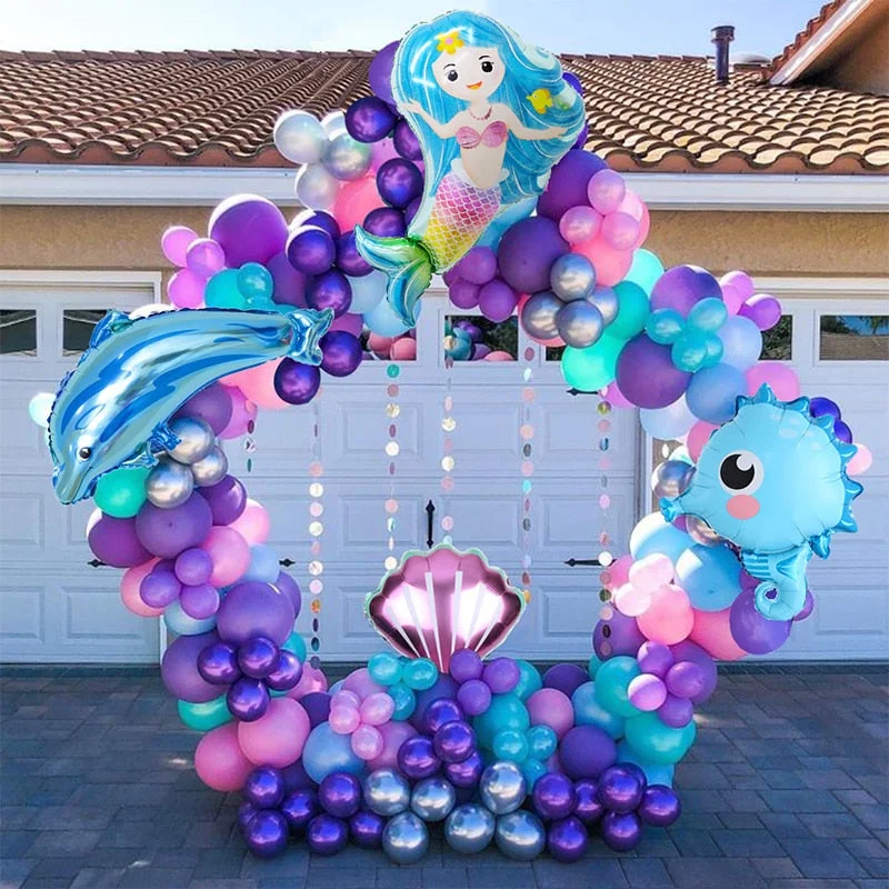 151pcs Mermaid Tail Balloon Garland Arch Latex Balloons Birthday Party Decoration Wedding Baby Shower Ocean Theme Party Supplies