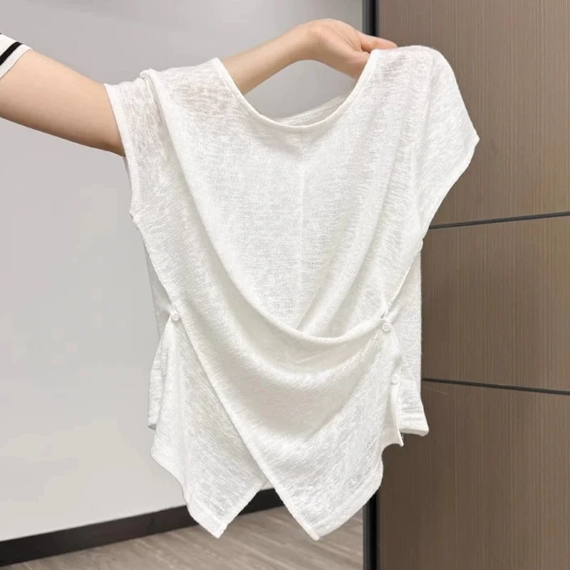 Athvotar Athvotar Goods Explosion Short-Sleeved T-Shirt Women 2025 New Summer Thin Luxury High-End Feeling Super Fire Age Reduction Unique Top