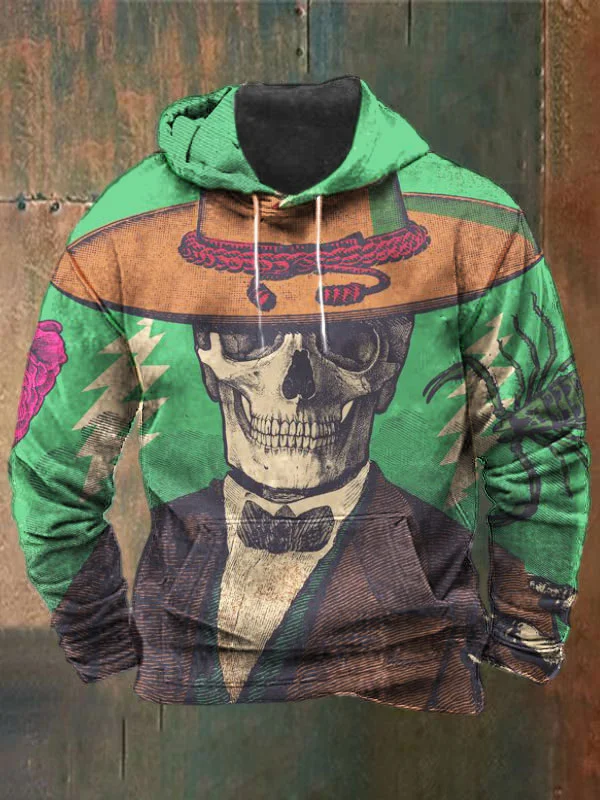 Unisex Skull Print Heavyweight Hoodies