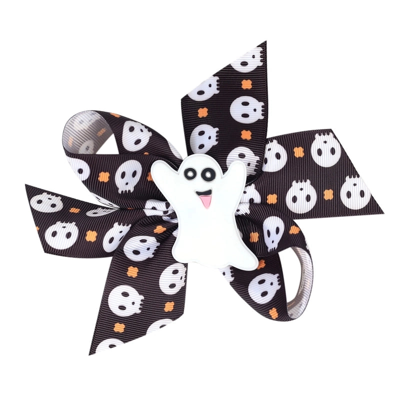 Halloween Cartoon Style Kid’S Printing Pumpkin Bow Knot Threaded Braid Hair Clip