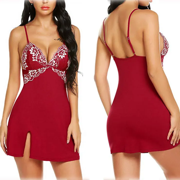 Churchf New Sexy Lingerie Sexy Print Lace Lace Back Hollow Slings Sleeping Skirt
