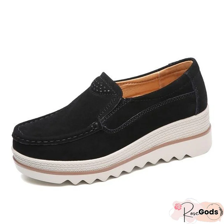 Women Shoes Platform Slip On Flats Loafers Moccasins Hollow Out Casual Shoes