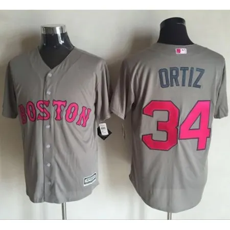 Red Sox #34 David Ortiz Grey New Cool Base 2016 Mother's Day Stitched MLB Jersey