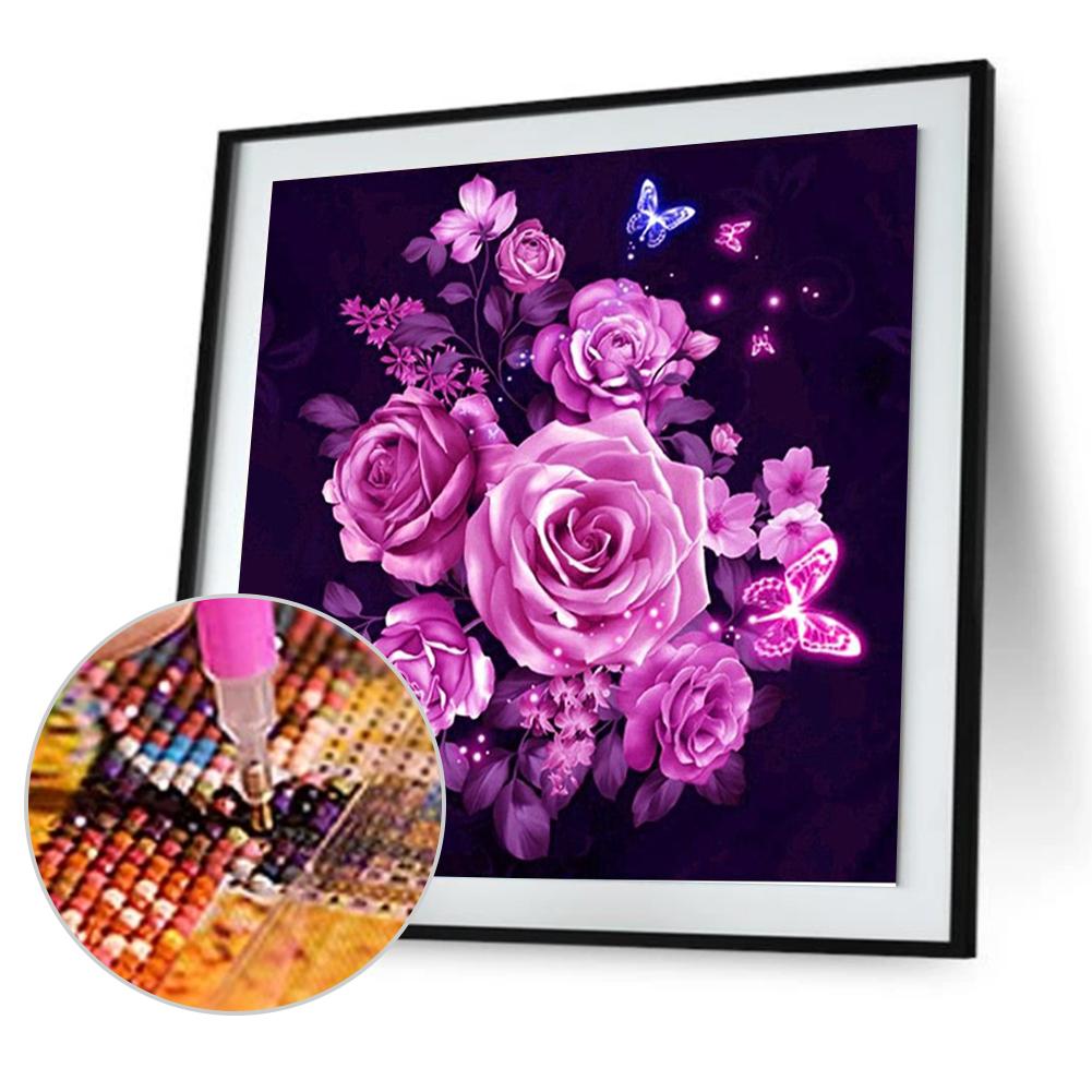 

30*30CM Round Drill Diamond Painting-PinkFlower, 501 Original