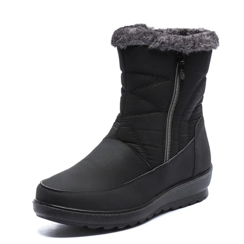 Women Waterproof Fur Boots Zipper Thick Sole Orthopedic Shoes