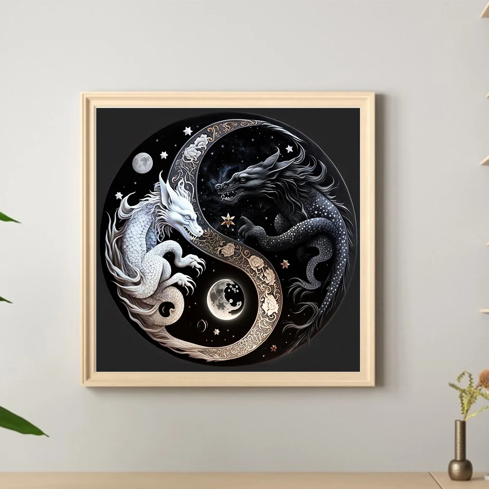 Diamond Painting - Full Round Drill - Yin Yang Dragon(Canvas|30*30cm)