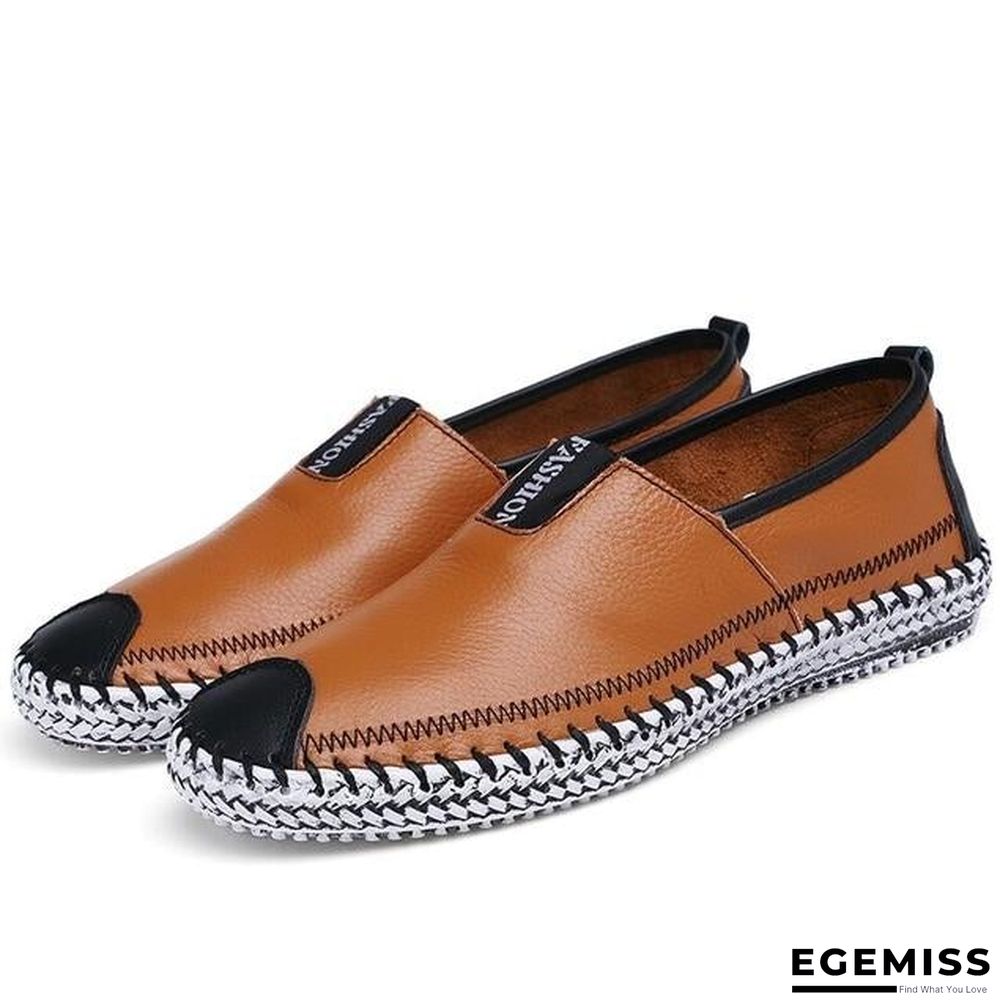 Men Breathable Comfortable Split Leather Men Loafers Flats Casual Shoes | EGEMISS