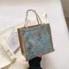 Flower Cotton Linen Picnic Lunch Shopping Handbag