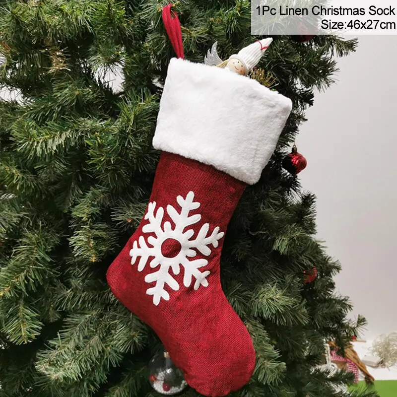 Knitted Christmas Stocking Socks Sack New Year Gift Candy Bags Christmas Decorations For Home Xmas Tree Hanging Ornaments Natal