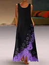 Women's A-Line Dress Maxi long Dress - Sleeveless Floral Hole Summer U Neck Plus Size Hot Casual vacation dresses  White Purple Blushing Pink Gold Light Blue S M L XL XXL 3XL 4XL 5XL