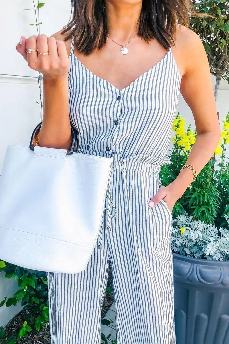 Striped Printed One-Piece Jumpsuit
