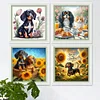 (US Local)4pcs/set Dachshund-11CT Stamped Cross Stitch Kit
