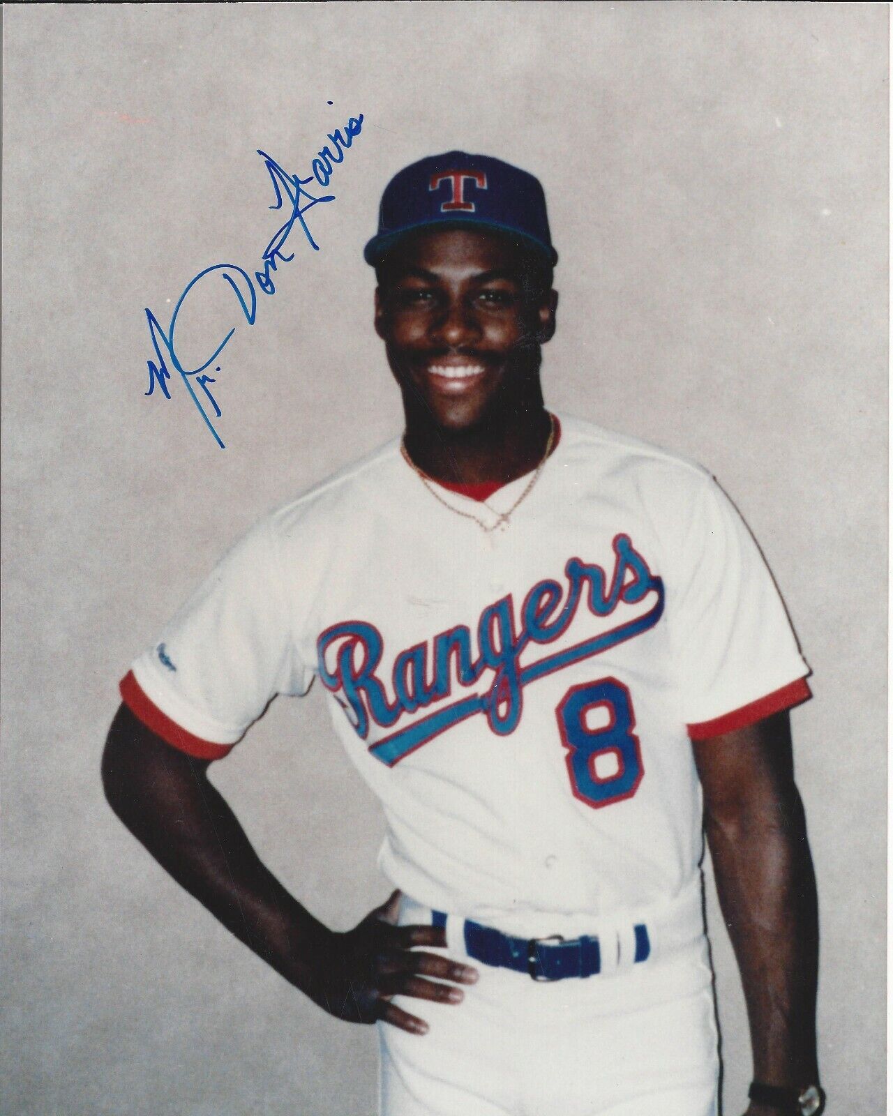 Donald Harris Texas Rangers Autographed 8x10#S983