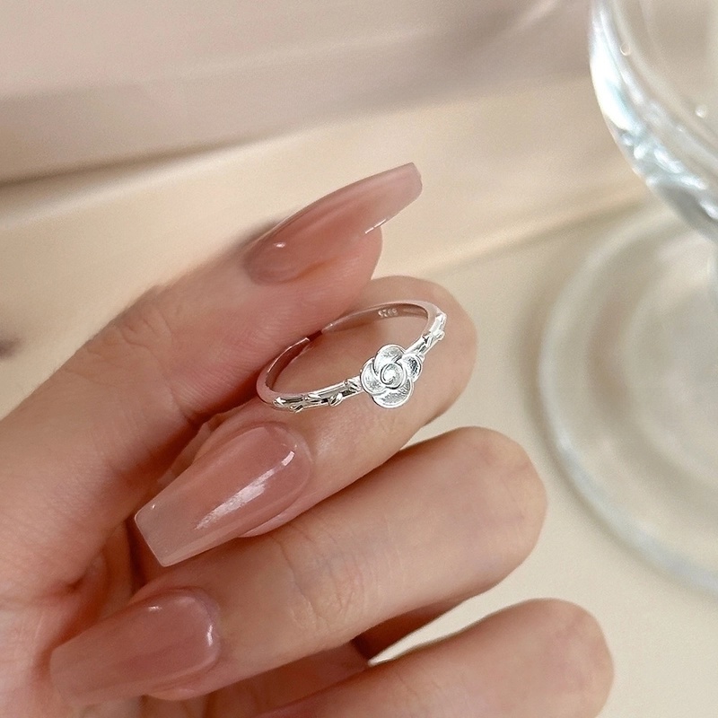 925 Sterling Silver Rose Open Rings