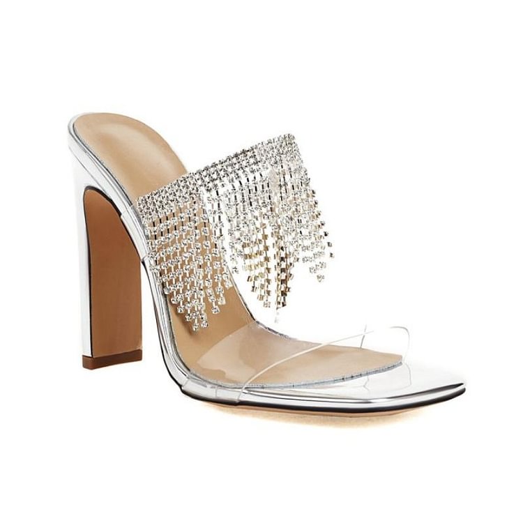Rhinestone Beaded Slip-on Sandals