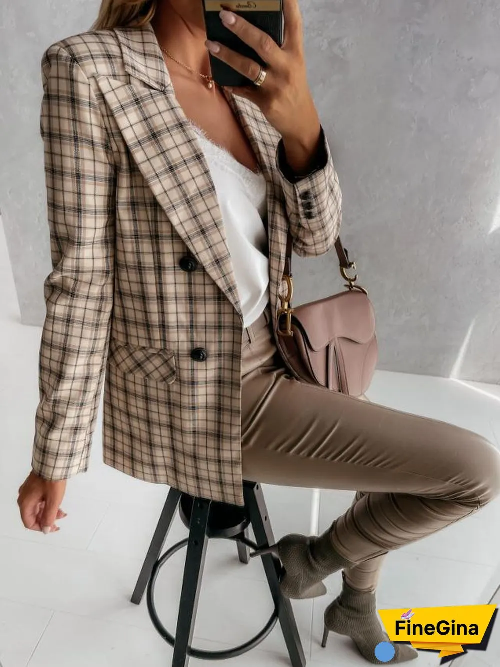 Blazer Lapel Collar Button Coat