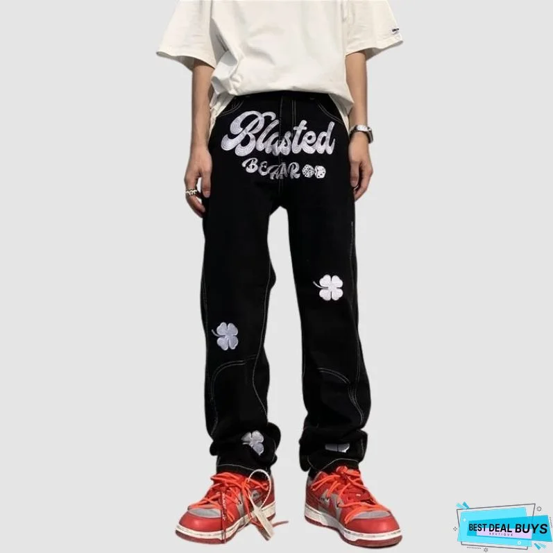 Four Leaf Clover Embroidered Jeans