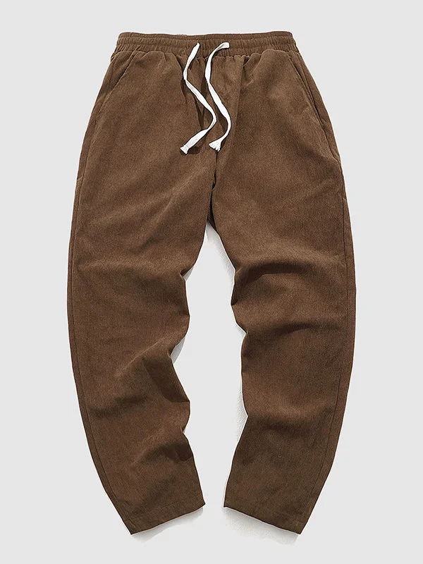 Men's Corduroy Vintage Elastic Waist Drawstring Casual Pants