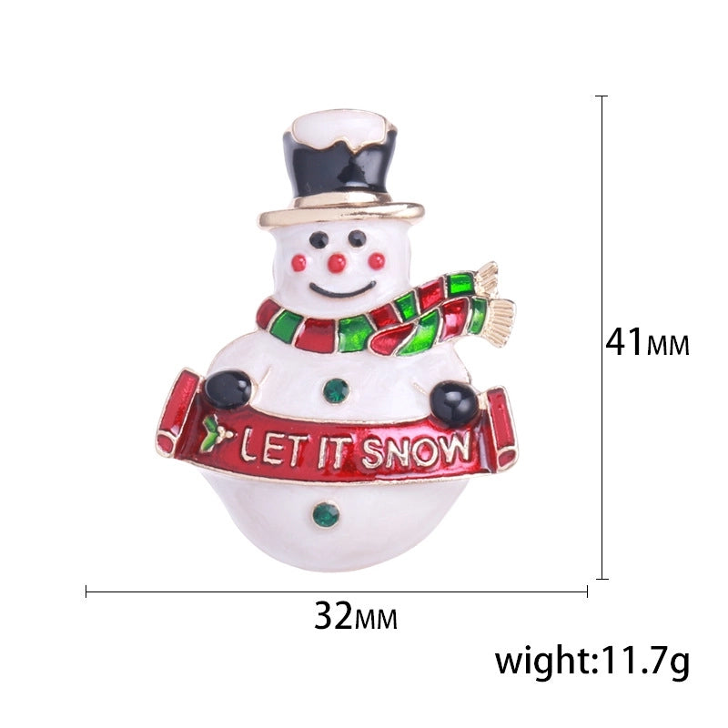 Cute Classic Style Pin Santa Claus Snowflake Elk Alloy Enamel Inlay Rhinestones Unisex Brooches