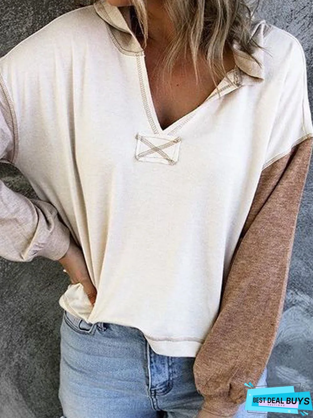Casual Cotton-Blend Long Sleeve Sweatshirt