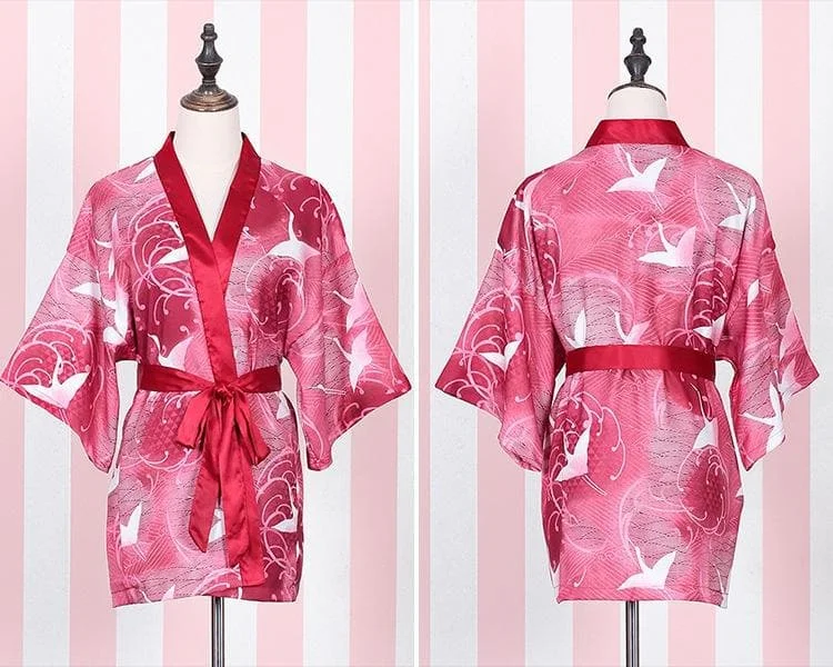 Blue/Red/Black Japanese Kimono Bathrobe Coat SP1811994