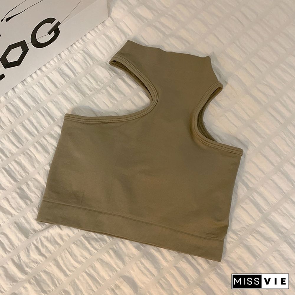 Irregular Pure Color Crop Top