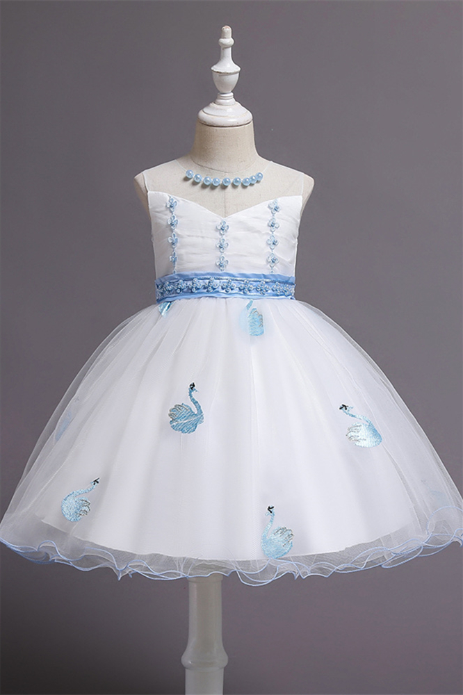 Luluslly Sleeveless Tulle Flower Girl Dress With Pearls