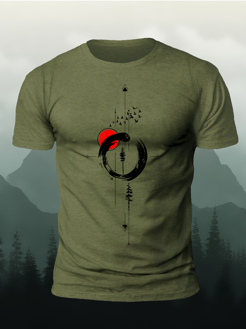 Nature Geometric Print Short Sleeve T-Shirt
