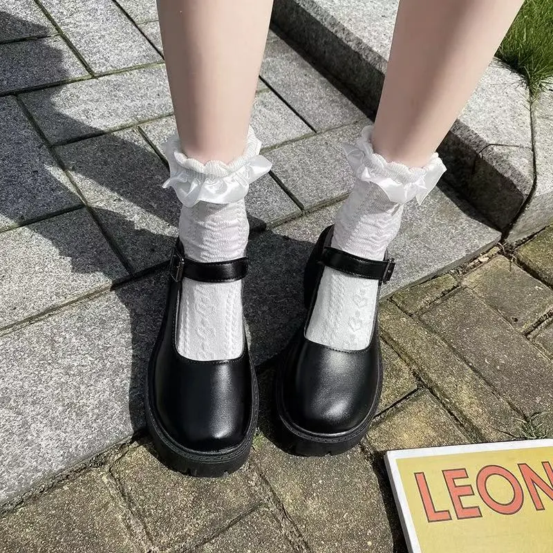 Breakj Breakj And Summer 2025 JK Uniform Shoes To Increase The Thick Bottom Of The Student Mary Jane High-Heeled Retro Single Shoes English
