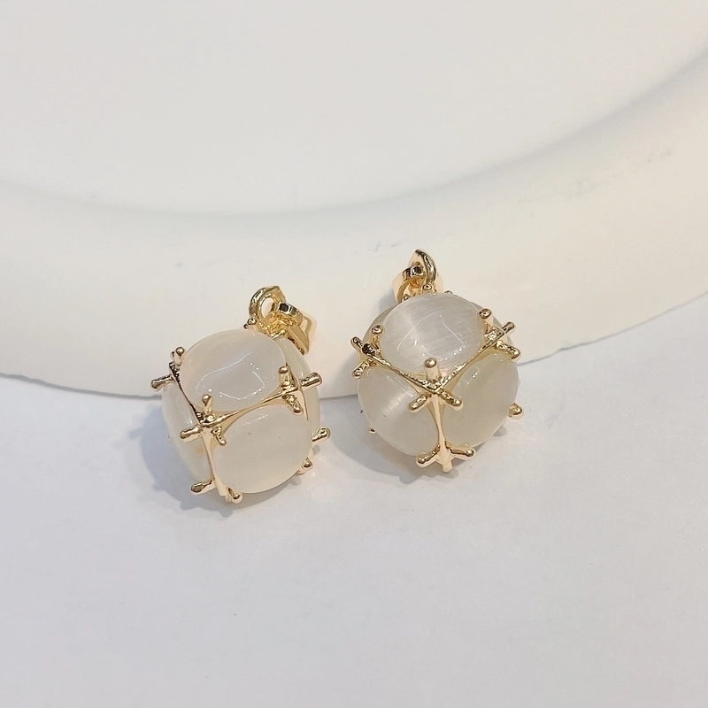 Minimalist Round Natural Stone Copper Charms Jewelry Accessories