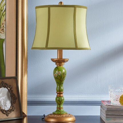 Chinese Classical lamp home Decor Table Lamp Modern art green wooden Fabric Resin Bedside Lamp Reading Table Lights Bedroom Lamp