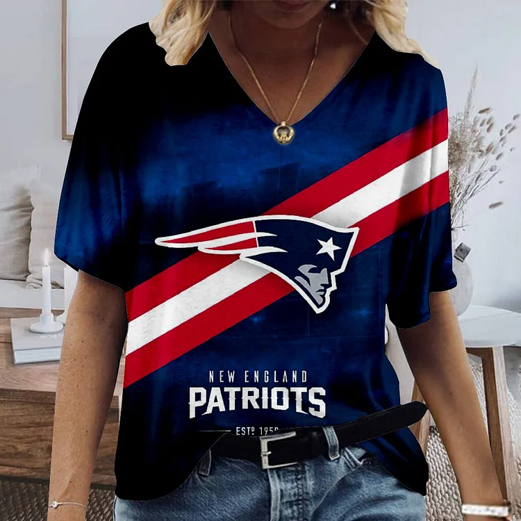 New England Patriots Lightweight Short Sleeve V-Neck T-Shirt