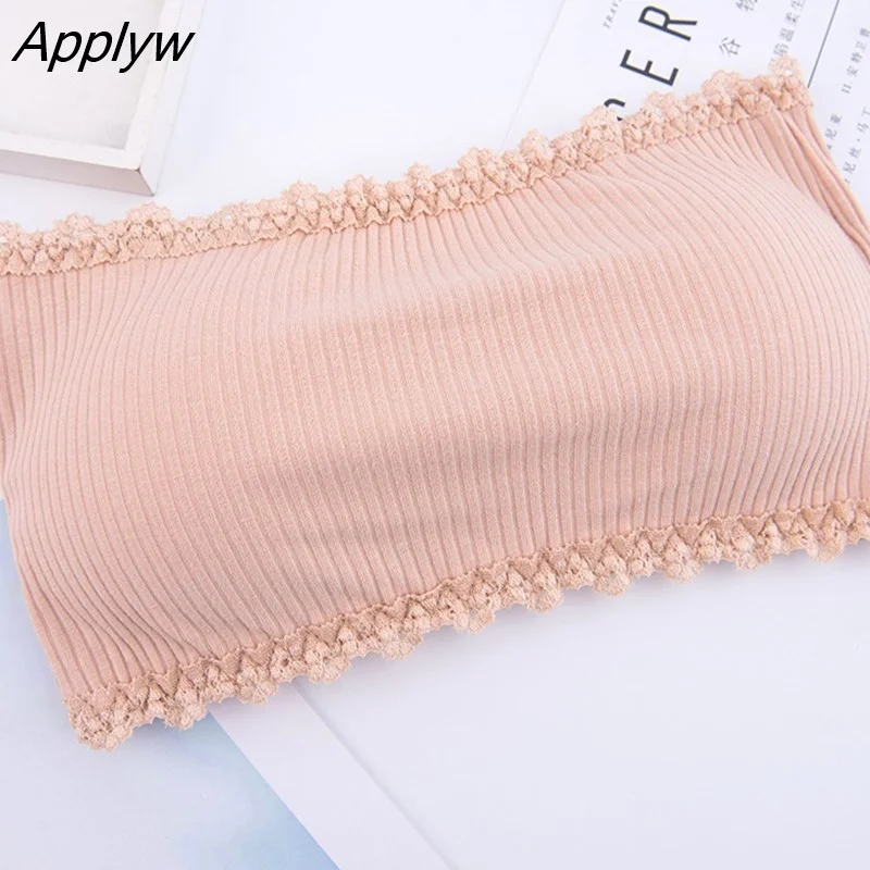 Applyw One-piece Tube Tops Women Strapless Padded Bra Bandeau Tube Top Women Intimates