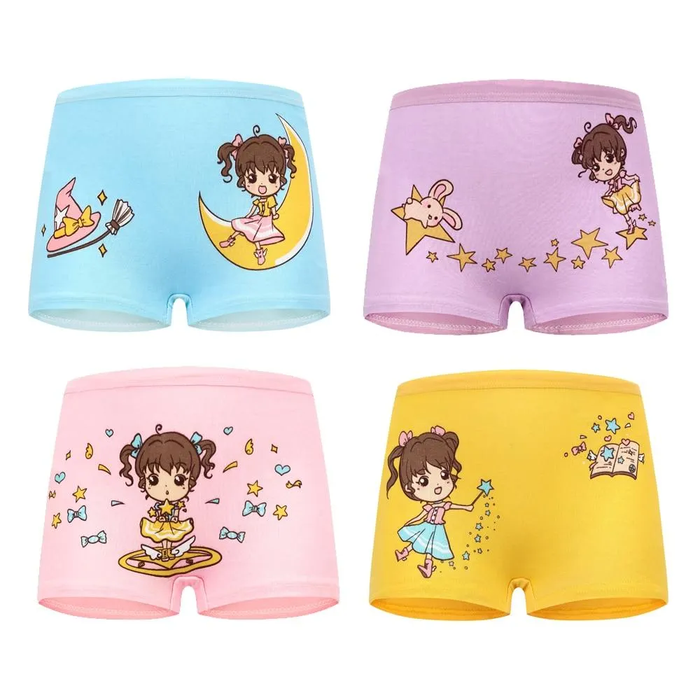 4 Pieces/Lot 2-12Y Children Underwear High Quality Cotton Girls Panties Cute Cat Pattern Kids Boxer Briefs Child Soft Girl Pants