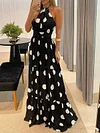 Halterneck Polka Dot Maxi Dress