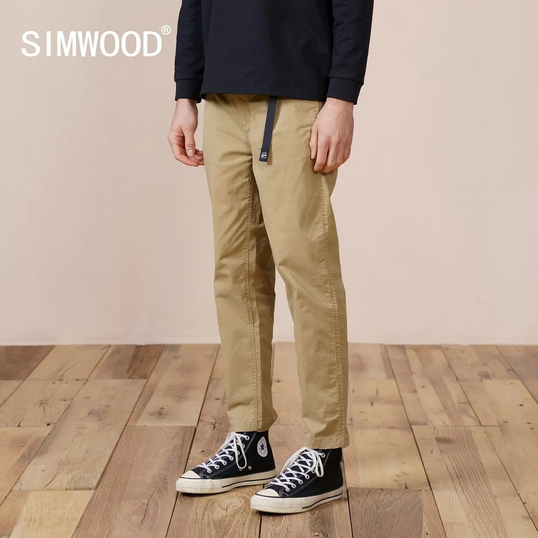 SIMWOOD 2021 Autumn New Loose Tapered Ankle-length Pants Men Casual Hip Hop Streetwear  Plus Size Trousers Quality Clothing