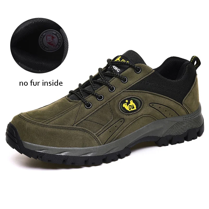 Winter Outdoor Hiking Shoes For Male Adult Fashion plush warm Cow Suede Man Casual Men Shoes Walking Footwear Sneakers Men