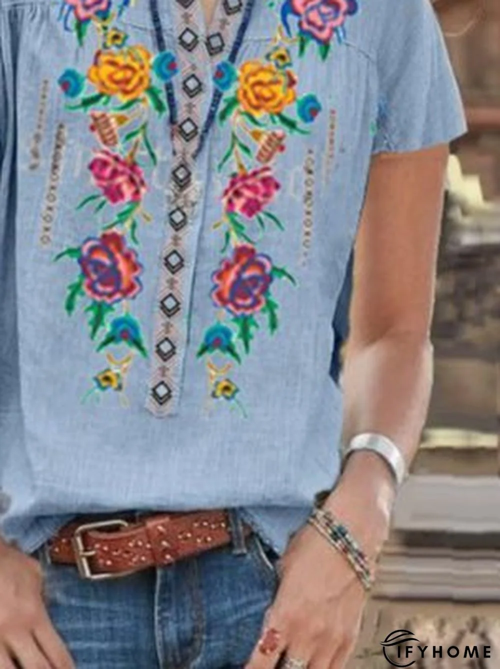 Floral Casual Short Sleeve Tops | IFYHOME