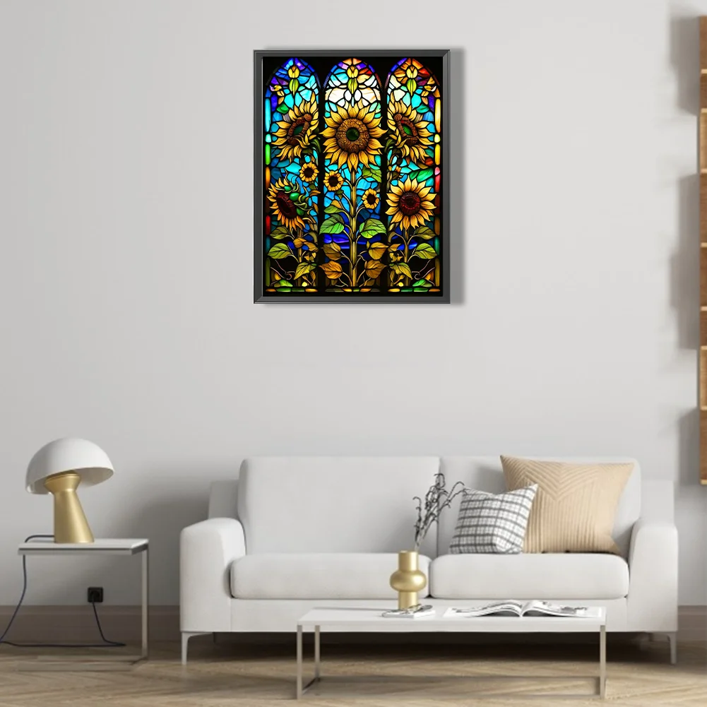 Diamond Painting - Full Round Drill - Stained Glass Sunflower(40*50cm)