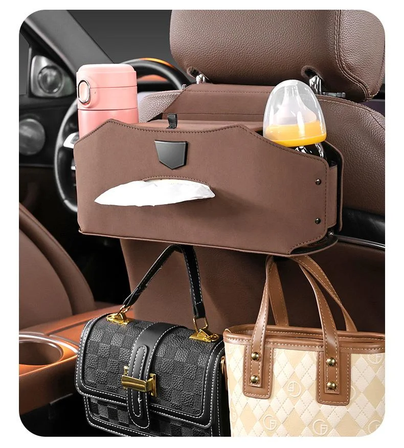 Car seat back suede hanging storage box