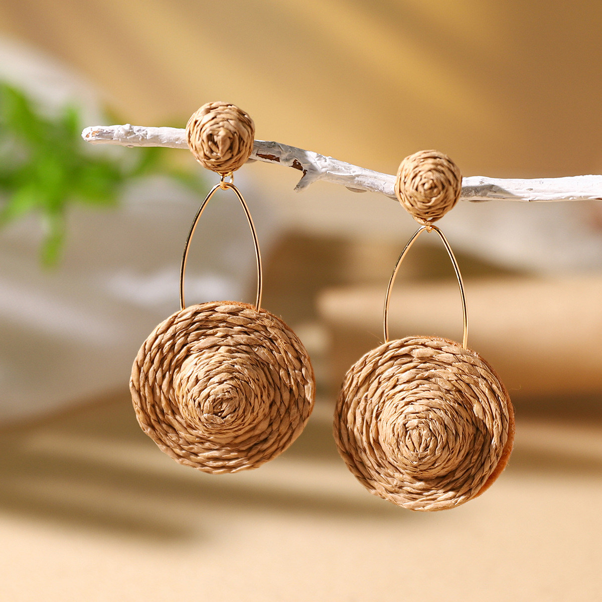 Women's Holiday Bohemian Style Raffia Hand-woven Earrings
