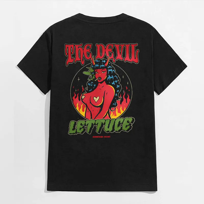 THE DEVIL LETTUCE Sexy Lady Black Print T-shirt