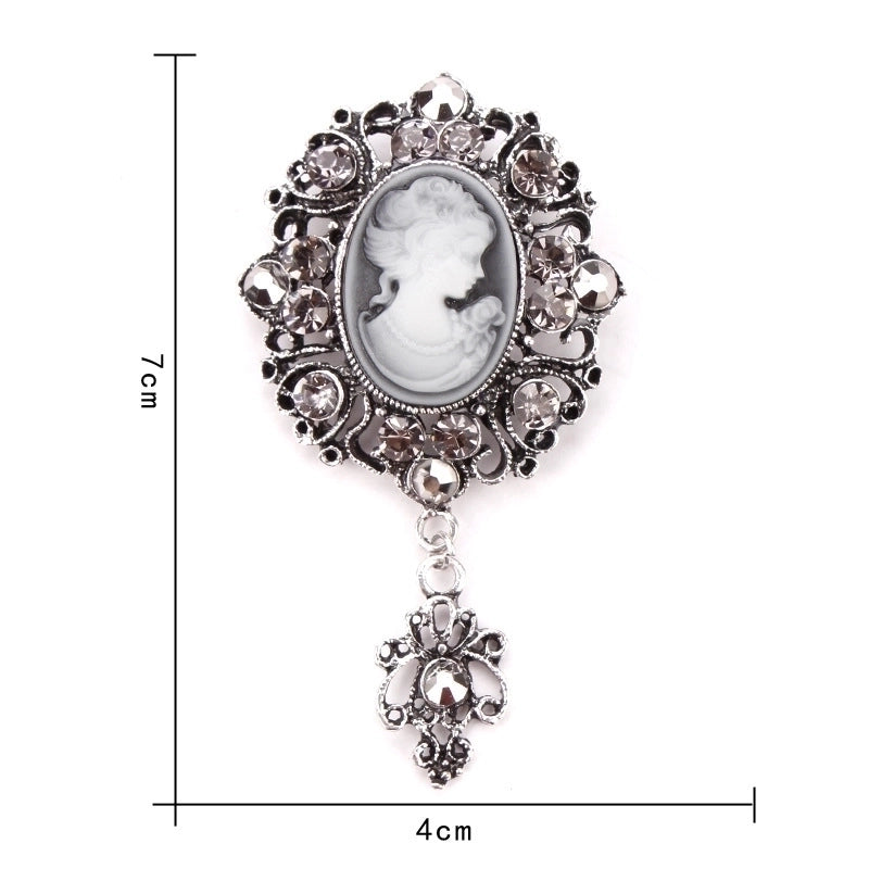 Retro Pin Portrait Alloy Plating Rhinestones Women’S Brooches