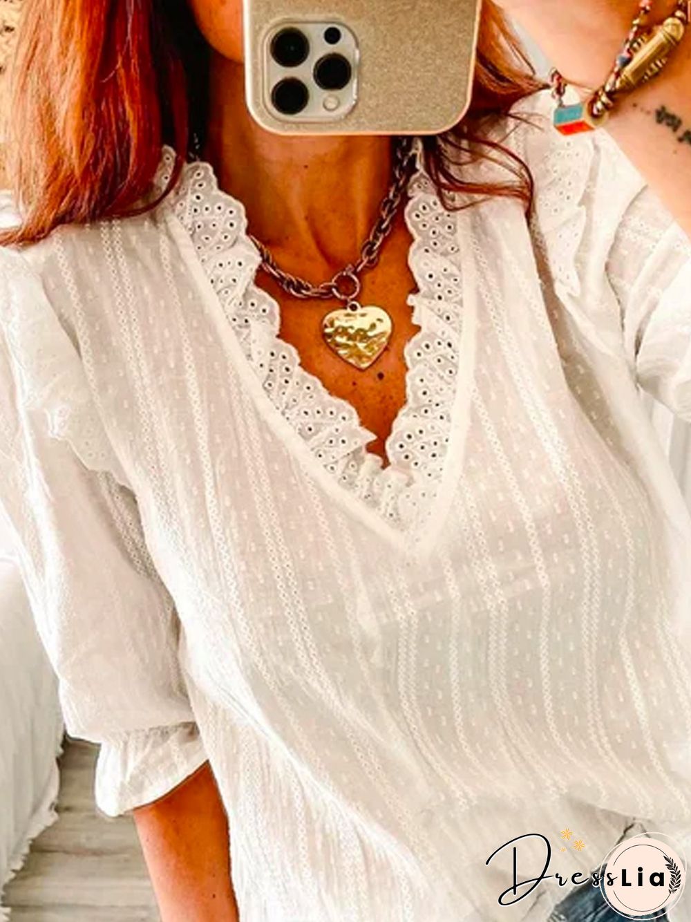 Casual Long Sleeve Plain Tops