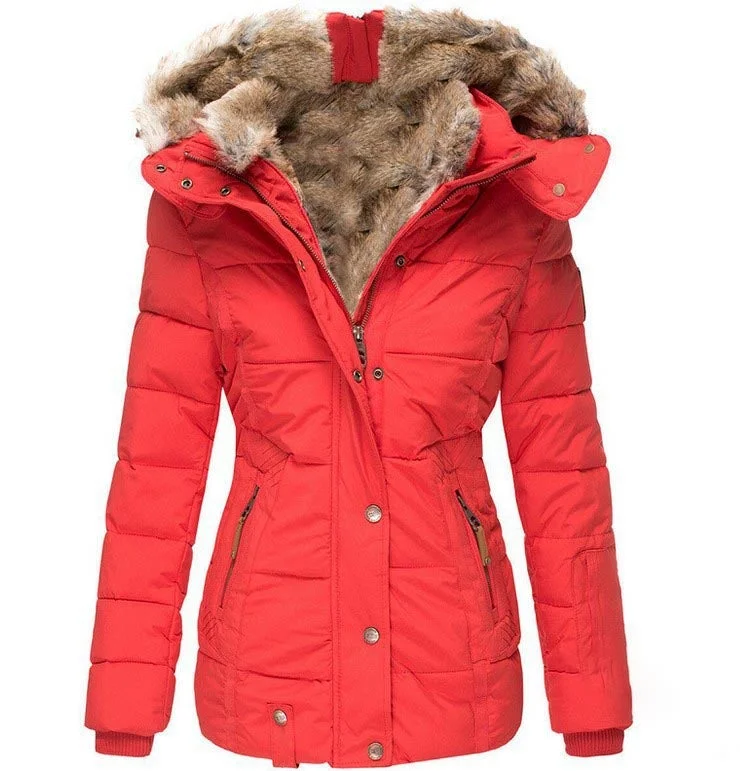 Women's Coat Fur Collar Mid-length Warm Jacket