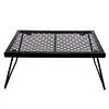 Camp Fire Cooking Rack Folding Heavy Duty for Outdoor BBQ Camping (Black)