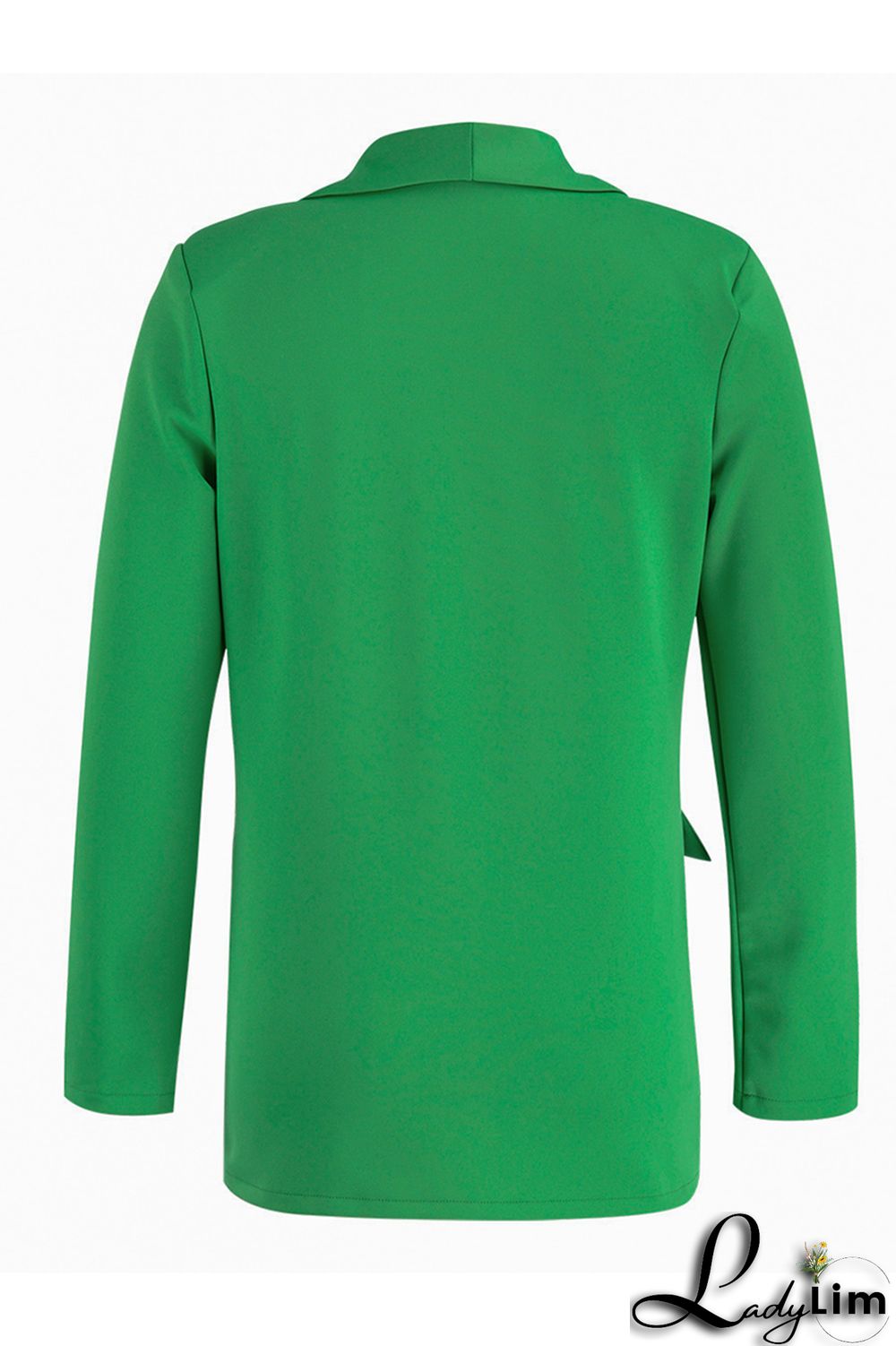 Green Fashion Casual Solid Patchwork Cardigan Turn-back Collar Outerwear