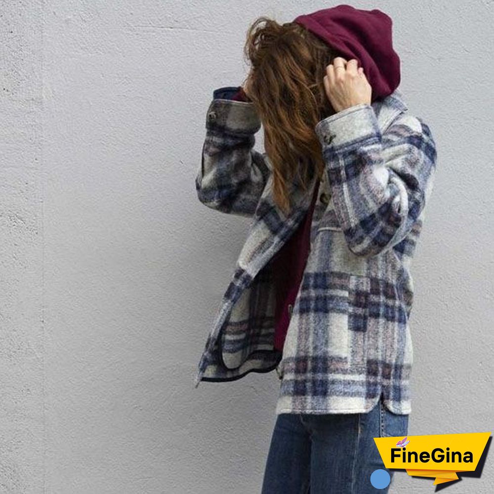 Dyed Pocket Overshirt Check Wool Blend Shirt Jacket